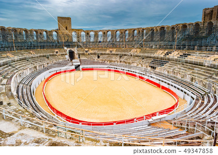 Arena and roman amphitheatre in Arles, France 49347858