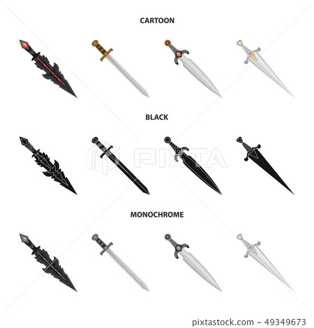 Vector illustration of game  and armor  logo. Set of game  and blade  vector icon for stock. 49349673