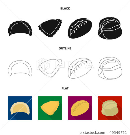 Vector design of products and cooking icon. Set of products and appetizer stock vector illustration 49349731