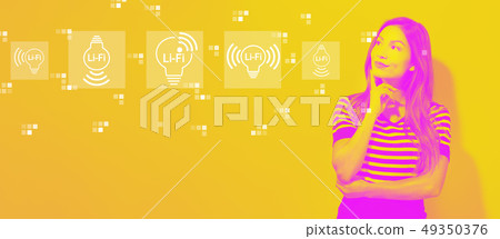 LiFi theme with young businesswoman 49350376