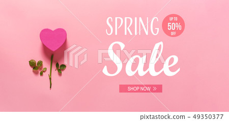 Spring sale message with heart flower Spring sale message with heart flower 49350377