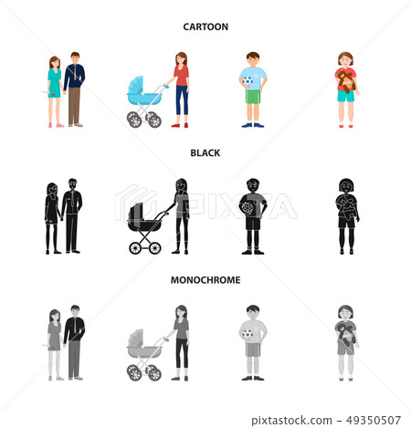 Isolated object of character and avatar symbol. Collection of character and portrait stock vector 49350507