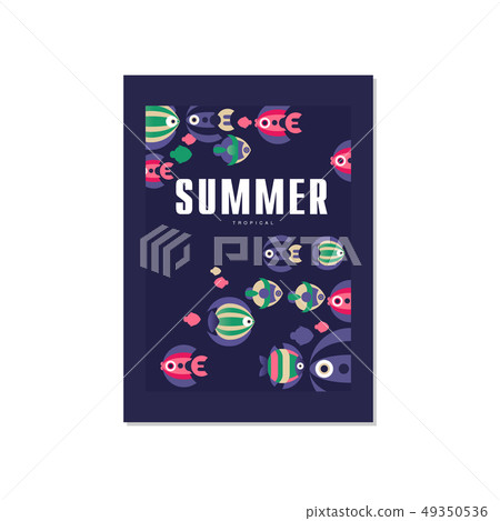 Summer Tropical Banner Template Trendy Stock Illustration