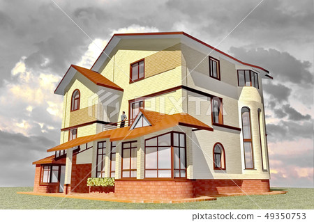 Dwelling House 3D Rendering 49350753