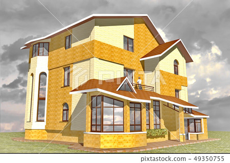 Dwelling House 3D Rendering 49350755