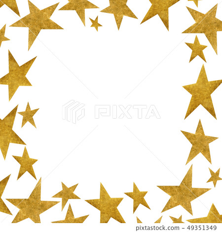 Square frame with golden metallic stars. 49351349