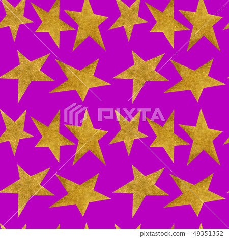 Seamless pattern with golden metallic stars. 49351352
