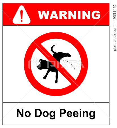 Warning forbidden sign no dog peeing. illustration isolated on white. Red prohibition symbol for Warning forbidden sign no dog peeing. illustration isolated on white. Red prohibition symbol for 49351462