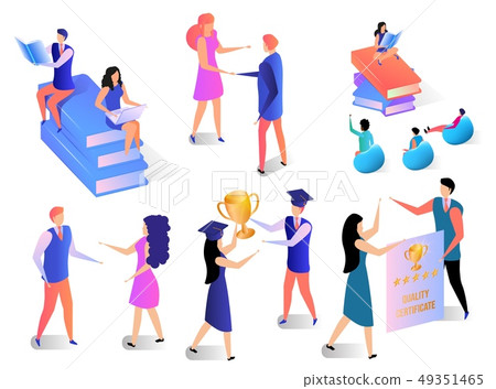 Learning People Set Isolated on White Background. Learning People Set Isolated on White Background. 49351465