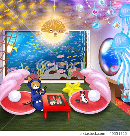 Underwater aquarium restaurant (theme park, restaurant, fashionable) 49351523