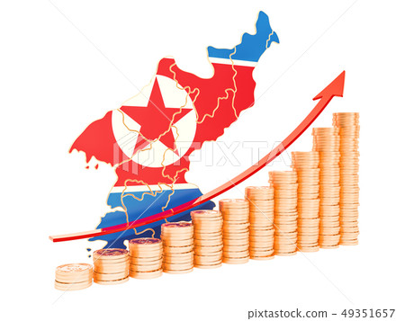 Economic growth in North Korea concept, 3D 49351657