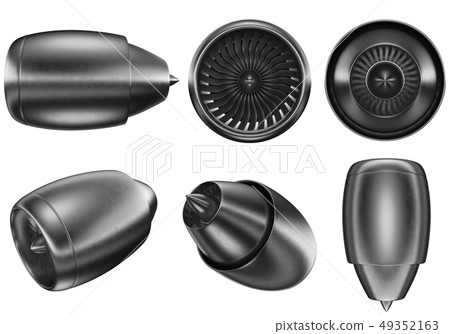 3d illustration turbines set. Jet engine set isolated on white background. Technology aircraft, jet 49352163
