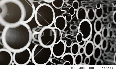 Industry business production and heavy metallurgical industrial products, many shiny steel pipes Industry business production and heavy metallurgical industrial products, many shiny steel pipes 49352353