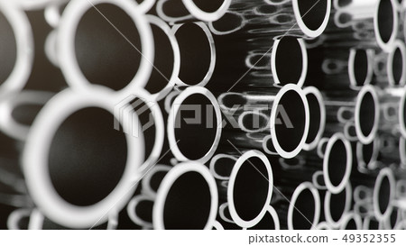 Industry business production and heavy metallurgical industrial products, many shiny steel pipes 49352355