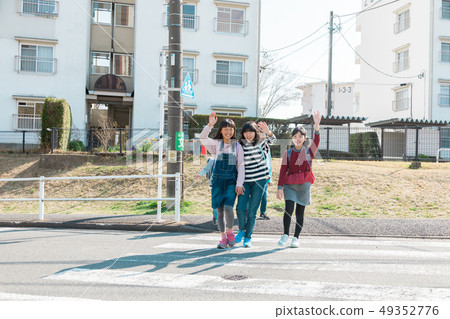 Primary school student attending school after school Crosswalk 49352776