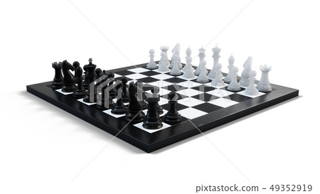 3D illustration chess game on board. Concepts business ideas and strategy ideas. Chess figures on 49352919