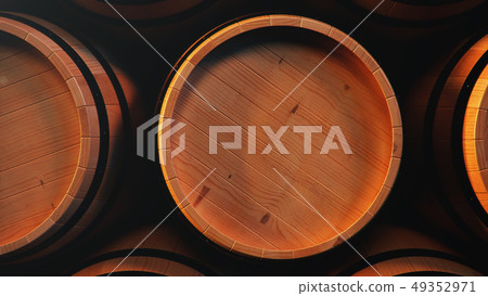 Wine, whiskey, rum, beer, barrels backgorund. Alcoholic drink in wooden barrels such as wine, cognac Wine, whiskey, rum, beer, barrels backgorund. Alcoholic drink in wooden barrels such as wine, cognac 49352971