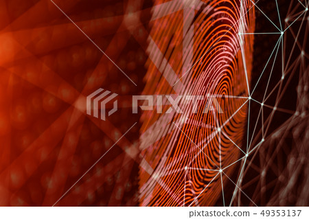 3D illustration Fingerprint scan provides security access with biometrics identification. Concept 3D illustration Fingerprint scan provides security access with biometrics identification. Concept 49353137