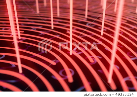 3D illustration Fingerprint scan provides security access with biometrics identification. Concept 3D illustration Fingerprint scan provides security access with biometrics identification. Concept 49353154