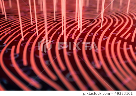 3D illustration Fingerprint scan provides security access with biometrics identification. Concept 3D illustration Fingerprint scan provides security access with biometrics identification. Concept 49353161