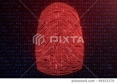 3D illustration Fingerprint scan provides security access with biometrics identification. Concept 3D illustration Fingerprint scan provides security access with biometrics identification. Concept 49353170