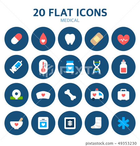 Simple flat icon set of 20 49353230