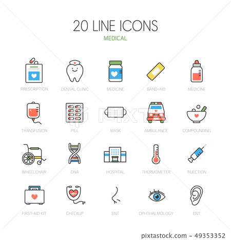 Simple line icon set of 20 49353352