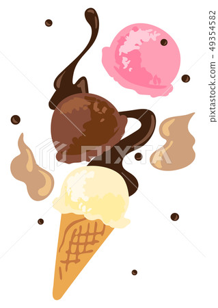 Illustration of a flying ice cream Illustration of a flying ice cream 49354582