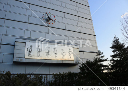 A clock of the open space of Morioka Station west exit light A clock of the open space of Morioka Station west exit light 49361844
