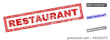 Grunge RESTAURANT Textured Rectangle Stamps 49362073