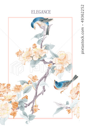 傳統花卉圖案設計，優雅的水彩花 49362252