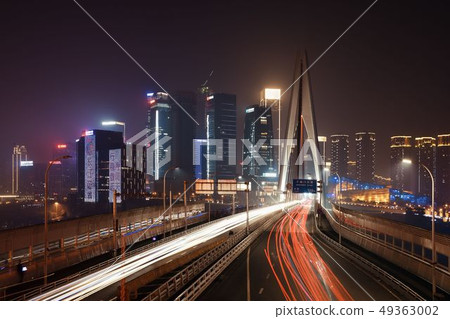 Chongqing bridge light trail 49363002