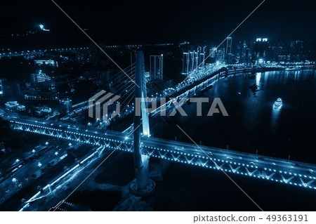 Chongqing bridge night aerial Chongqing bridge night aerial 49363191