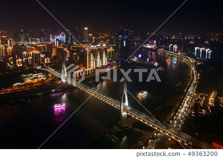 Chongqing bridge night aerial Chongqing bridge night aerial 49363200