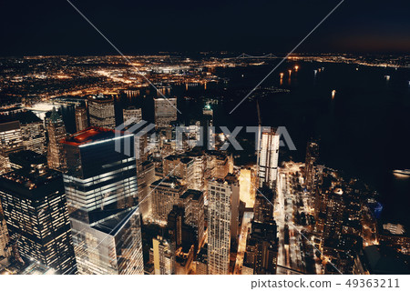 New York City downtown at night New York City downtown at night 49363211