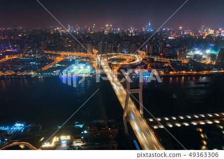 Shanghai Nanpu Bridge over Huangpu River Shanghai Nanpu Bridge over Huangpu River 49363306