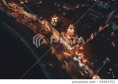 Shanghai aerial night view Shanghai aerial night view 49363352