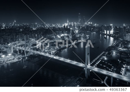 Shanghai Nanpu Bridge over Huangpu River Shanghai Nanpu Bridge over Huangpu River 49363367