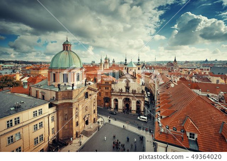 Prague skyline rooftop view dome 49364020
