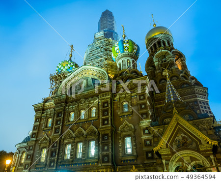 Church of the Savior on Spilled Blood in evening 49364594