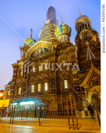 Church of the Savior on Spilled Blood in evening 49364596