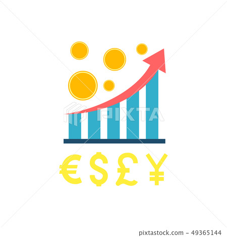Statistic Chart with Coins Flat Icon 49365144