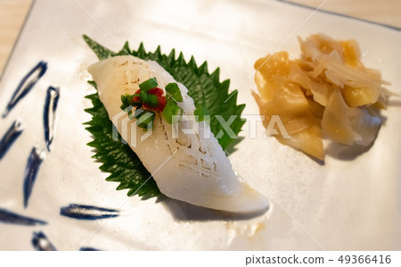 Engawa sushi or flatfish fin with rice. 49366416