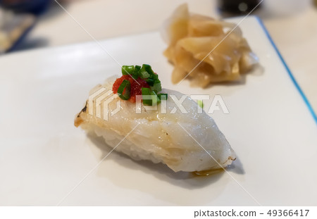 Engawa sushi or flatfish fin with rice. Engawa sushi or flatfish fin with rice. 49366417