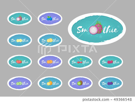 Smoothie label fruit and berry logo set graphic 49366548