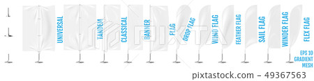 Realistic white banner flags 3d mockup. 49367563