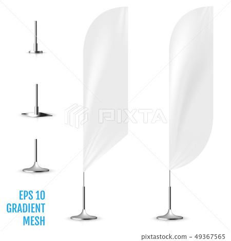 Realistic White Banner Flags 3d Mockup Stock Illustration