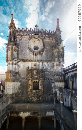Wall and great manueline window of Templar church Wall and great manueline window of Templar church 49367969
