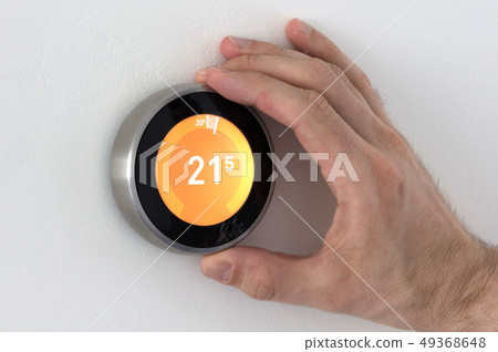 Digital climate thermostat controlling by hand Digital climate thermostat controlling by hand 49368648