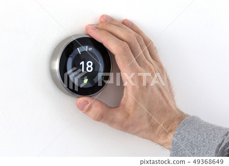 Digital climate thermostat controlling by hand Digital climate thermostat controlling by hand 49368649